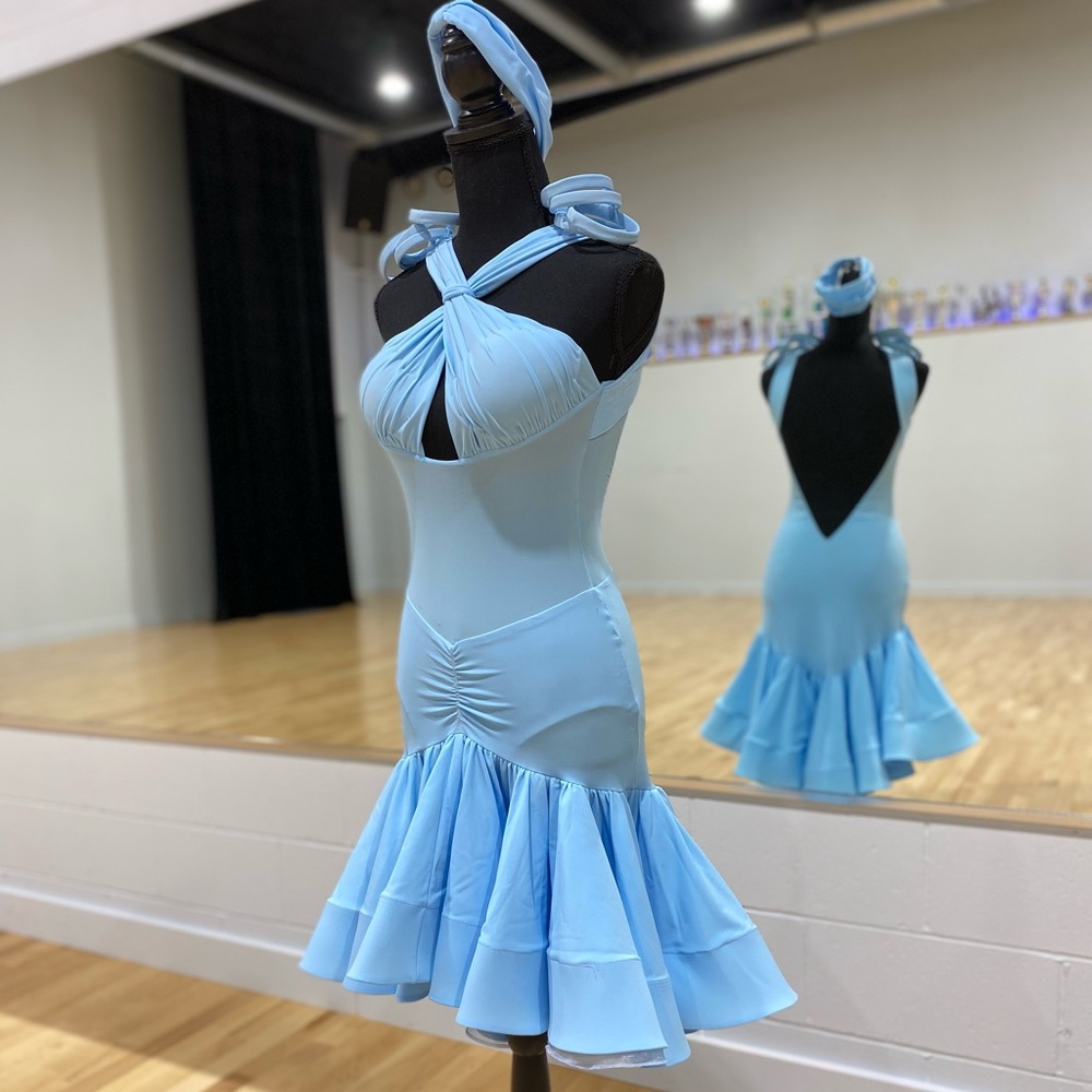 Ice Blue Latin Ballroom Dance Dress